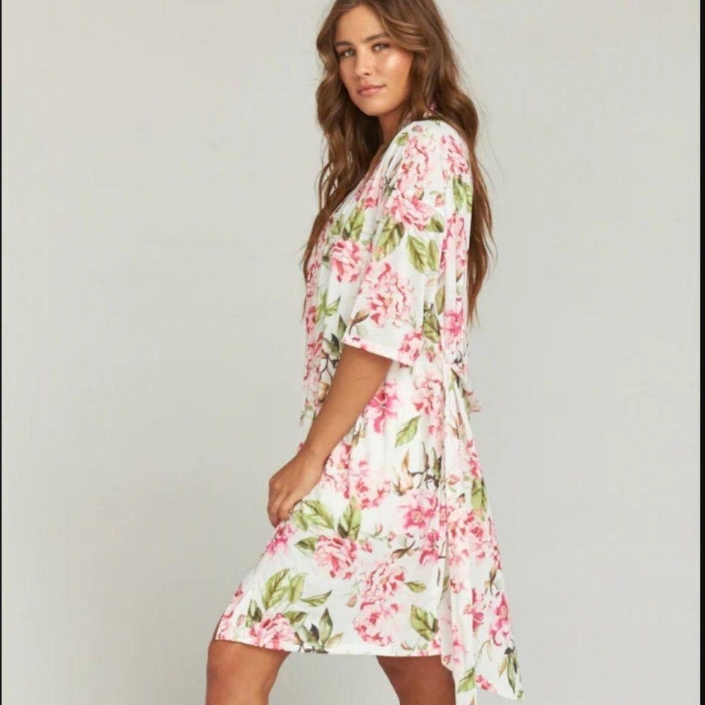 Show me your mumu Brie Robe Garden of blooms one size wrap floral pink bridal - Picture 1 of 9